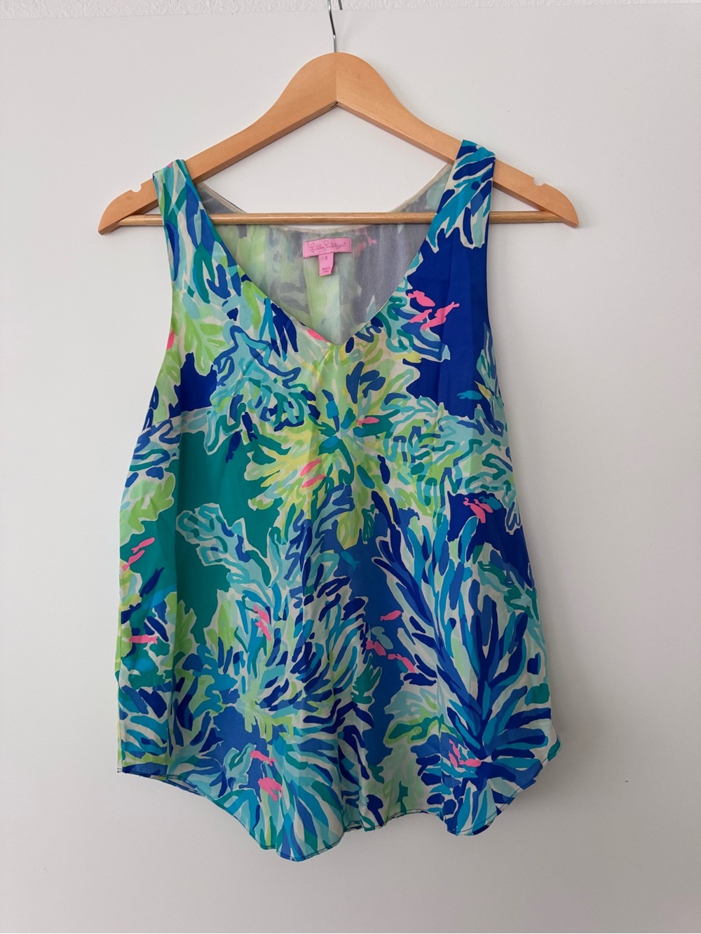 Lilly Pulitzer Teal, Blue & Pink V-Neck Sleeveless Camisole